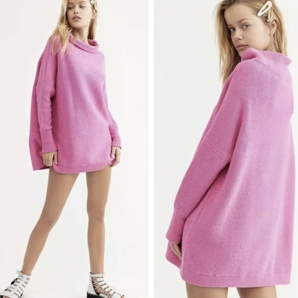 Free People “Ottoman Slouchy Tunic” (electric pink) Size M - Picture 2 of 11